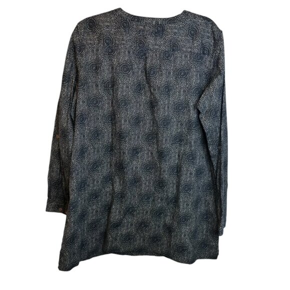 Duluth Blouse Women's 2X Hemp Tunic Casual Floral Blue White NEW - Picture 2 of 3